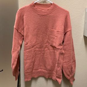 NWOT Red pocket puff sleeve sweater size M